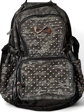 Nfinity Studded Camouflage Cheer Backpack NF-9022S Gray Dance Gym Bag